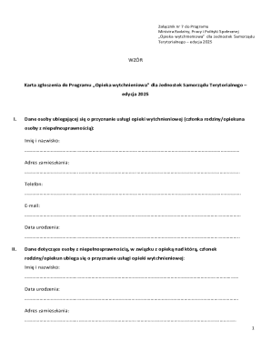 Respite Care Program Application Form