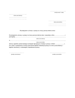 Poland Employment Contract Termination Agreement