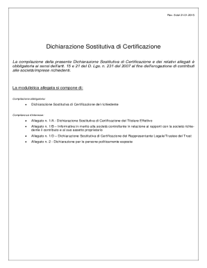 Italian Certification Declaration Form