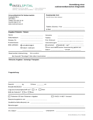 Nuclear Medicine Diagnostic Registration Form