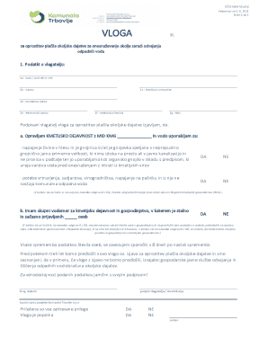 Slovenia Wastewater Discharge Fee Exemption Application