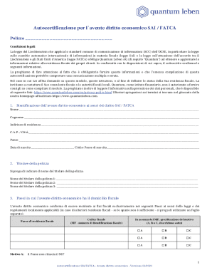 Autocertificazione SAI/FATCA
