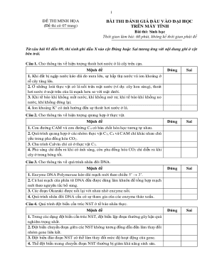 Vietnamese Biology Entrance Exam