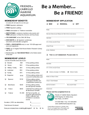 Cabrillo Marine Aquarium Membership Application