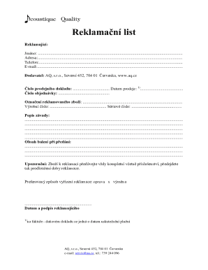 Czech Complaint Form