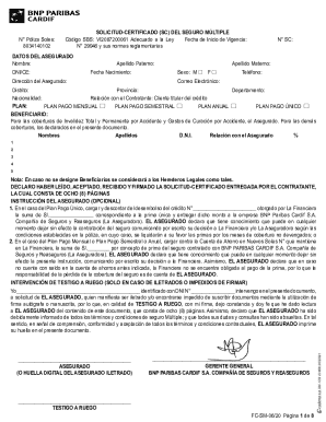 Peru multiple insurance application form