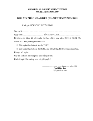 Vietnamese University Admission Appeal Form