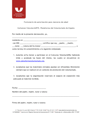 Minor authorization form