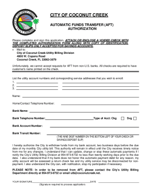 City of Coconut Creek AFT Authorization