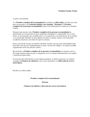 Us residency recommendation letter