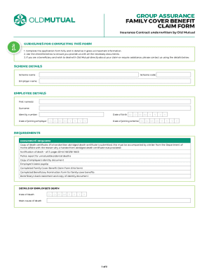 Old Mutual Family Cover Benefit Claim Form
