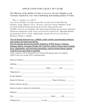 Quilt of Valor Application Form