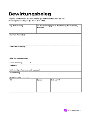 German Business Meal Expense Form