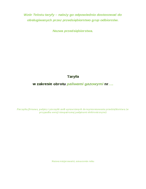 Polish Gas Fuel Tariff Template