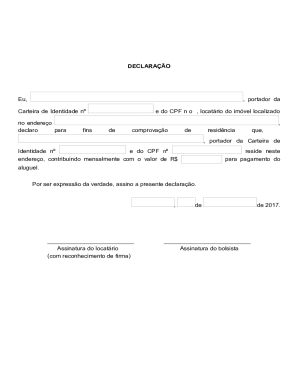 Residence Proof Declaration