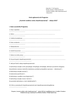 Personal Assistant Program Application Form 2023