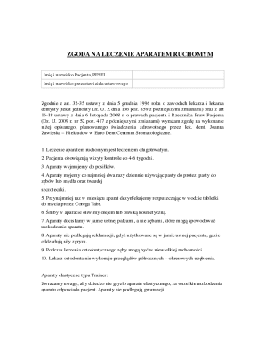 Medical Consent Form for Orthodontic Treatment