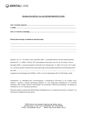 Patient Consent for Prosthetic Treatment