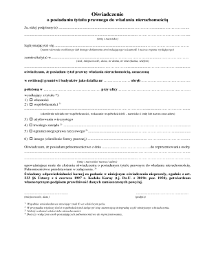 Oświadczenie o posiadaniu tytułu prawnego do władania nieruchomością