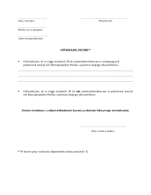 Poland Residency Declaration Form