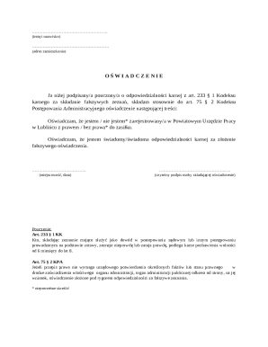 Polish Unemployment Benefit Affidavit