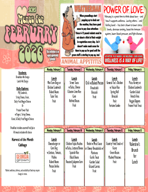 School Lunch Menu Form