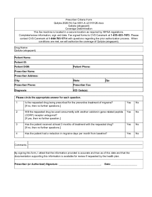 Qulipta Prescriber Criteria Form