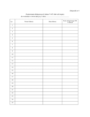 VAT Invoice Summary for Excise Tax Refund