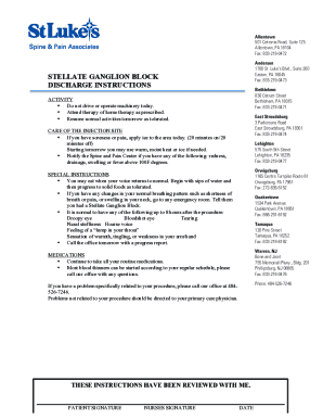 Stellate Ganglion Block Discharge Instructions
