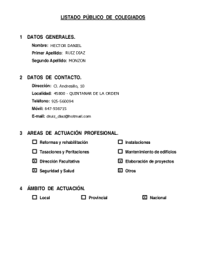 Public list of registered professionals