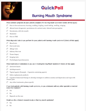 Burning Mouth Syndrome Survey