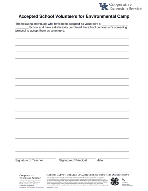 Environmental Camp Volunteer Forms