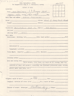 Iowa Water Well Data Sheet