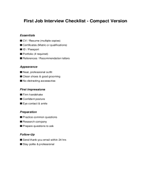 First Job Interview Checklist