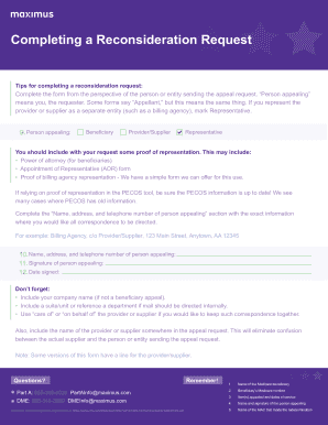 Medicare Reconsideration Request Form