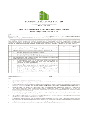 Proxy Form for Annual General Meeting
