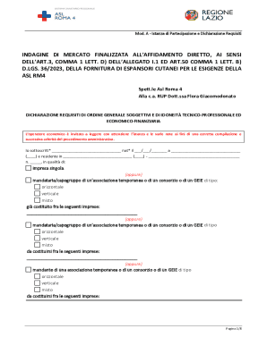 Mod. A - Participation Request and Requirements Declaration