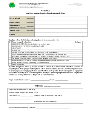 Slovenia Waste Removal Order Form