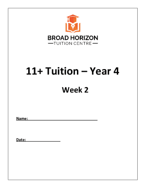 11+ Tuition Year 4 Week 2 Worksheet