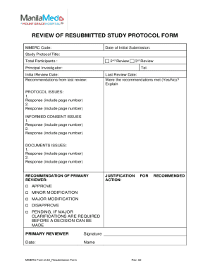 Study Protocol Resubmission Form