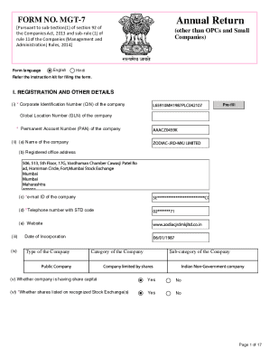 MGT-7 Annual Return Form