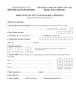 Vietnamese University Admission Registration Form