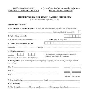 Vietnamese University Admission Application Form
