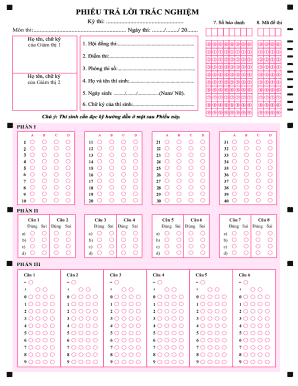 Vietnamese Exam Answer Sheet