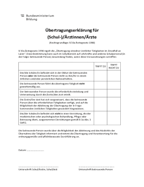 Transfer Declaration for School Doctors