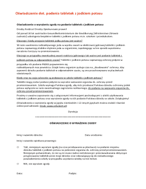 Consent Form for Potassium Iodide Tablets