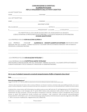 Allergy and Health Condition Declaration Form