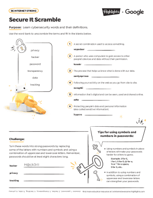 Cybersecurity Word Scramble Activity