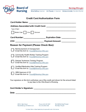 Credit Card Authorization Form