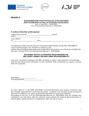 Italian Self-Certification Form
